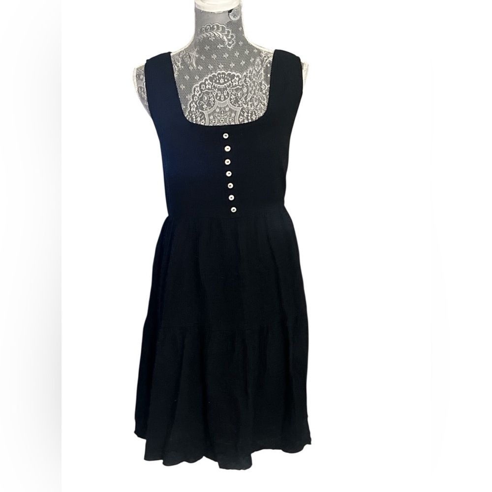 NWT Entro Women’s Sleeveless Black Tiered Midi 100% Cotton Dress Size XL